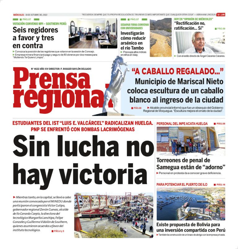 La Prensa Regional – Miercoles 19 octubre de 2022