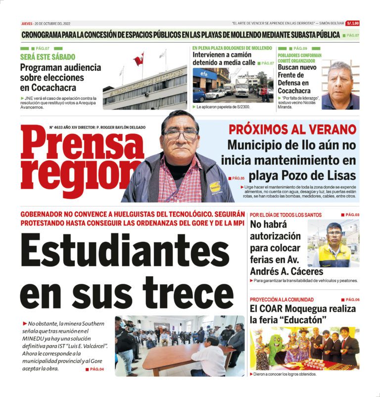 La Prensa Regional – Jueves 20 octubre de 2022
