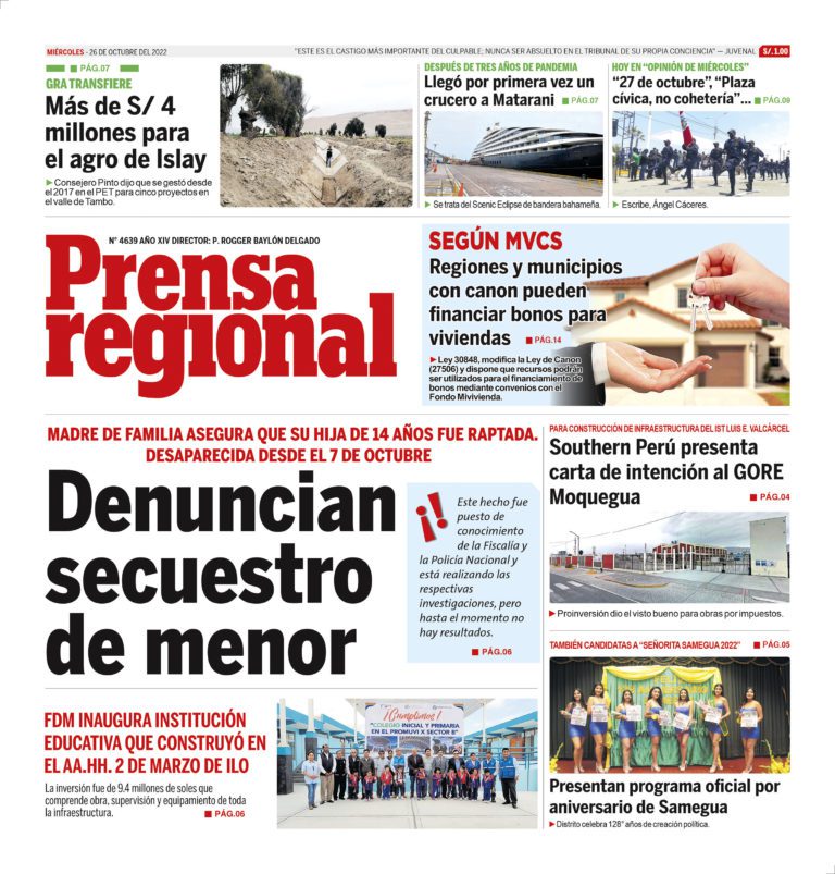 La Prensa Regional – Miércoles 26 de octubre de 2022