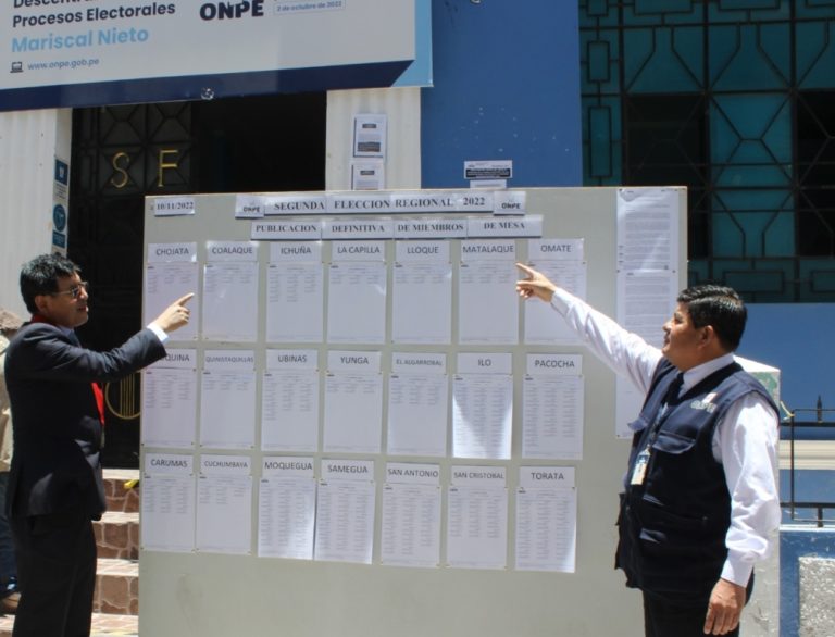 Segunda Elección 2022: ODPE Mariscal Nieto publica lista definitiva de miembros de mesa