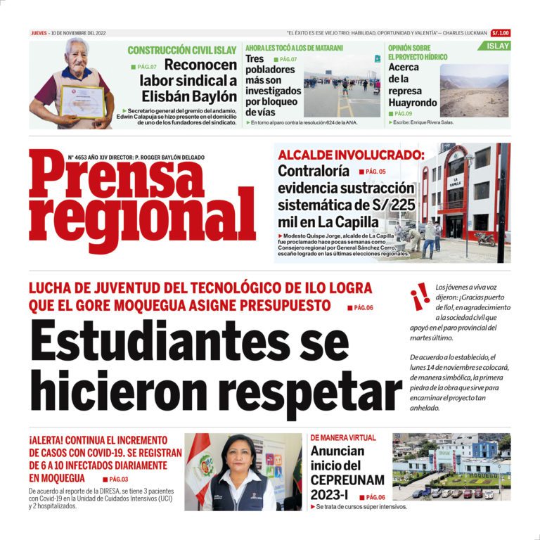 La Prensa Regional – Jueves 10 de noviembre de 2022