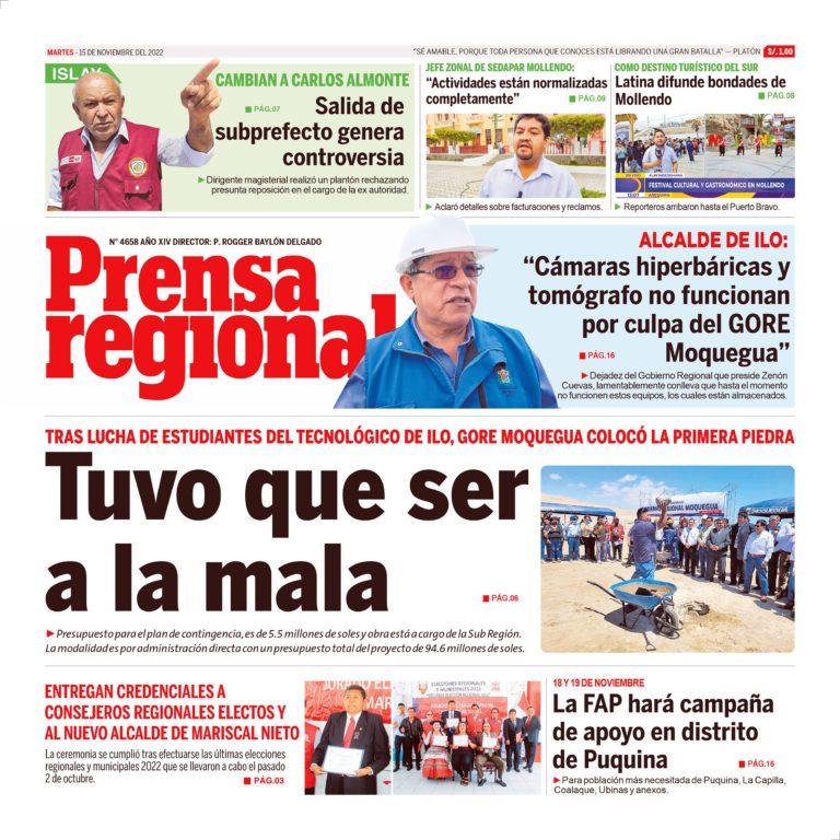 La Prensa Regional – Martes 15 de noviembre de 2022