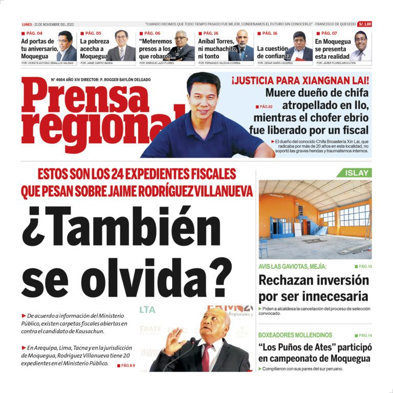La Prensa Regional – Lunes 21 de noviembre de 2022