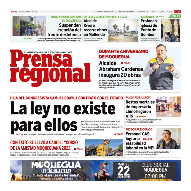 La Prensa Regional – Martes 22 de noviembre de 2022