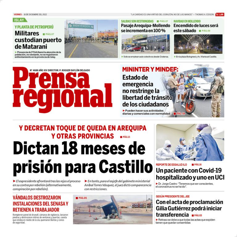 La Prensa Regional – Viernes 16 de diciembre de 2022