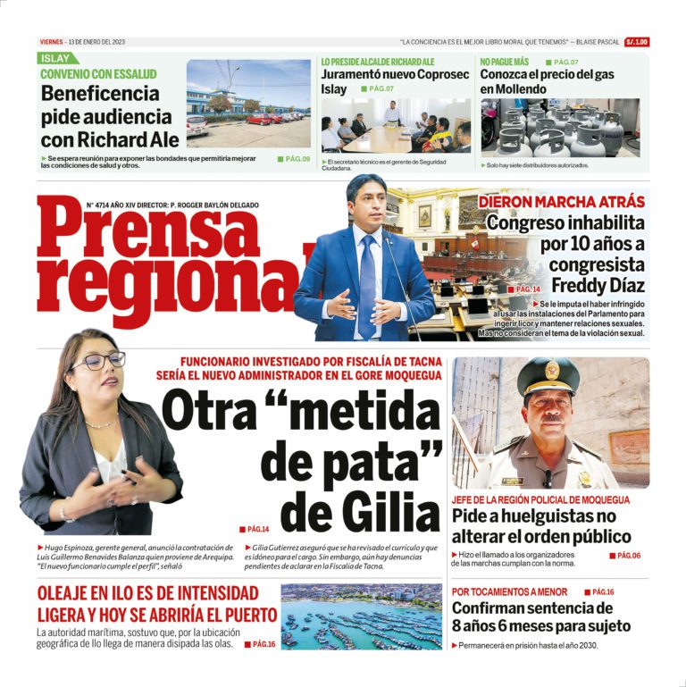 La Prensa Regional – Viernes 13 de enero de 2023