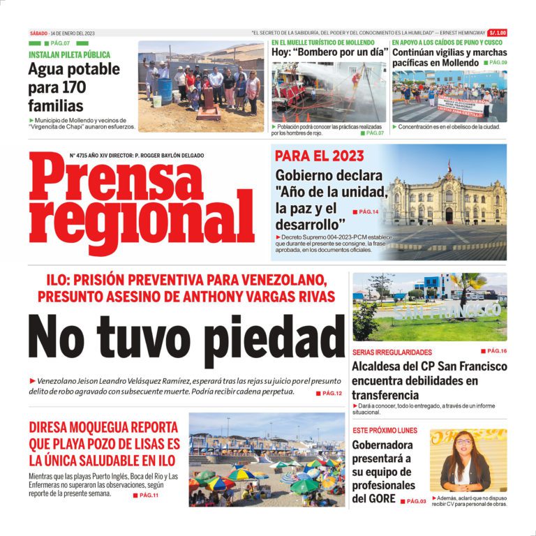 La Prensa Regional – Sábado 14 de enero de 2023