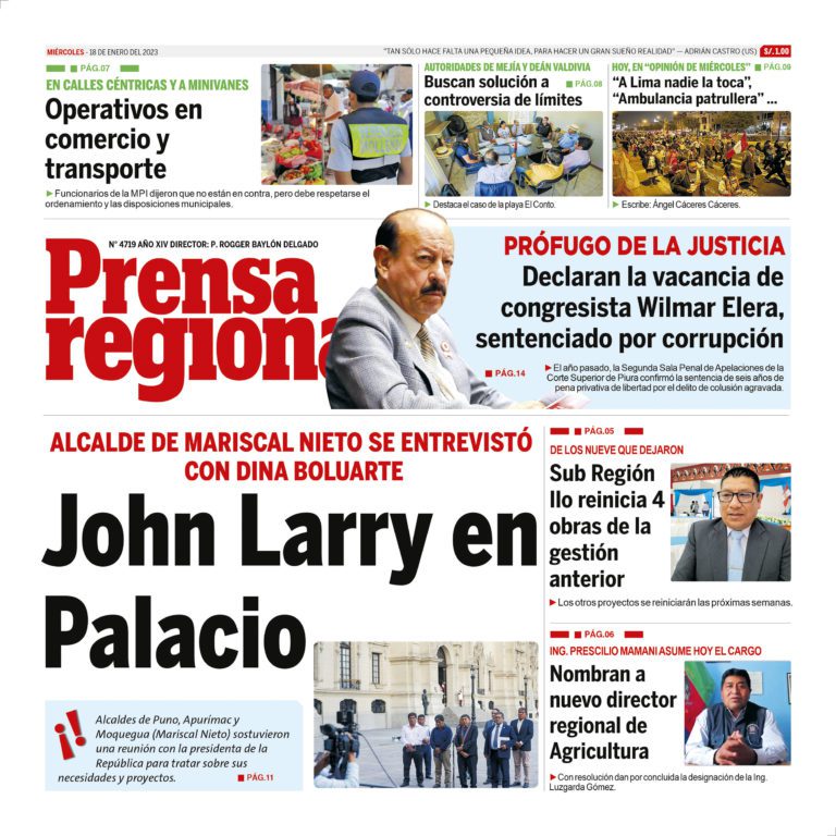 La Prensa Regional – Miercoles 18 de enero de 2023
