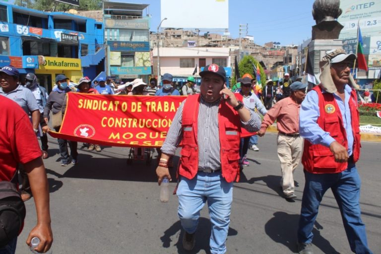Trabajadores de construcción civil retoman protesta contra el gobierno de Dina Boluarte