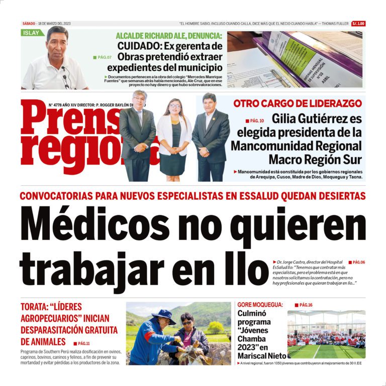 La Prensa Regional – Sábado 18 de Marzo de 2023