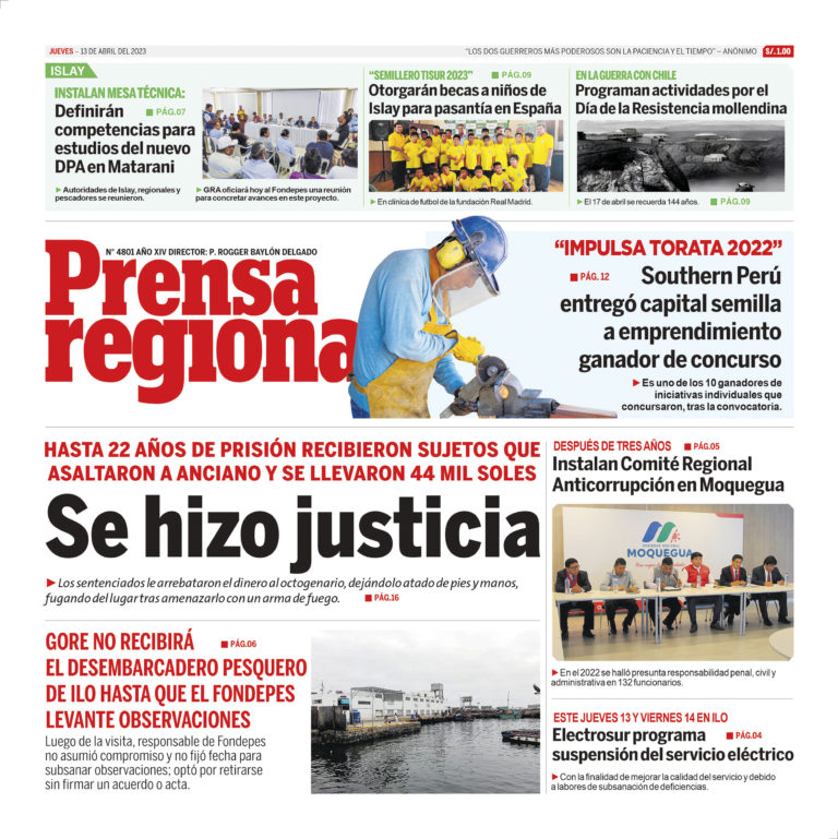 La Prensa Regional – Jueves 13 de abril de 2023