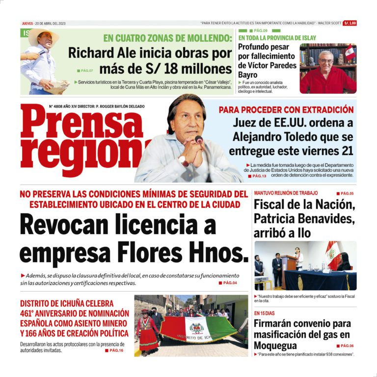 La Prensa Regional – Jueves 20 de abril de 2023