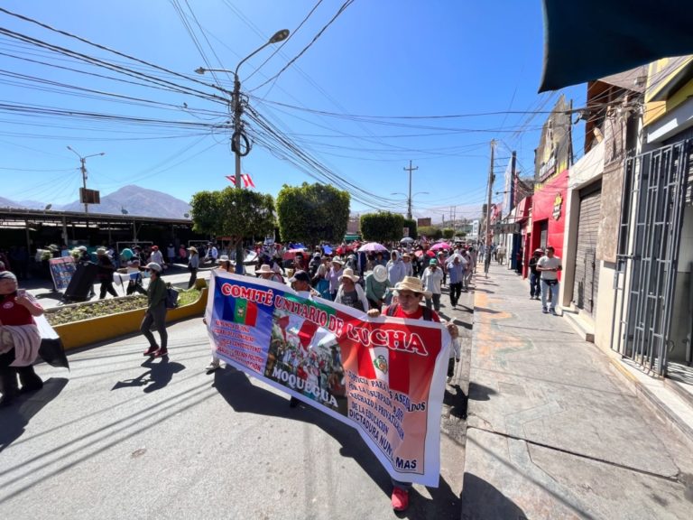 Pobladores de Moquegua e Ilo realizaron marcha contra el gobierno de Dina Boluarte