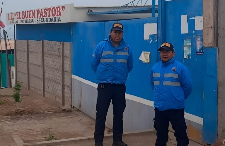 Islay-Matarani: Serenos resguardan ingreso a colegios Miguel Grau y El Buen Pastor
