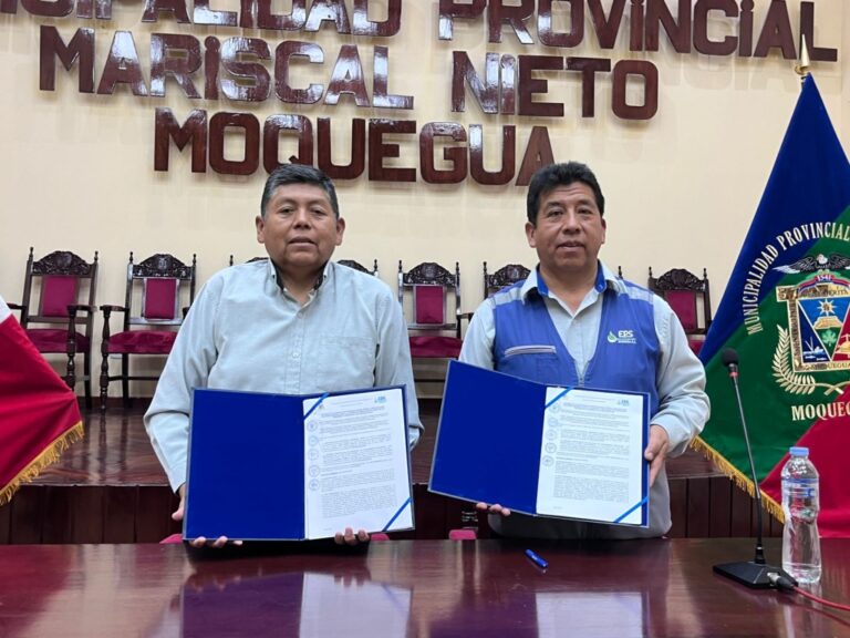 Municipio de Mariscal Nieto firma convenio con la EPS Moquegua para ejecutar fichas de mantenimiento