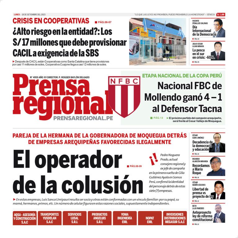 La Prensa Regional – Lunes 18 de setiembre de 2023
