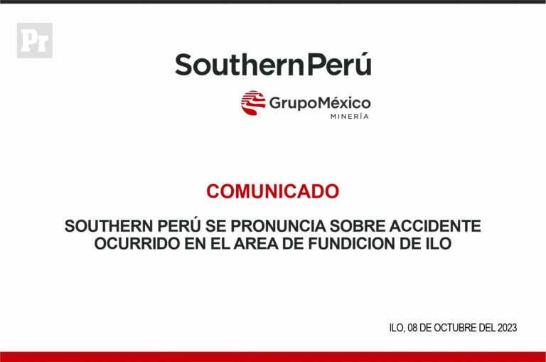 Southern Perú se pronuncia sobre accidente ocurrido en el área de fundición de Ilo