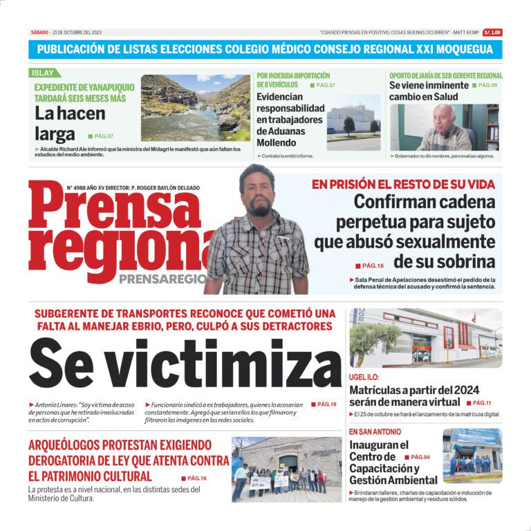 La Prensa Regional – Sábado 21 de octubre de 2023