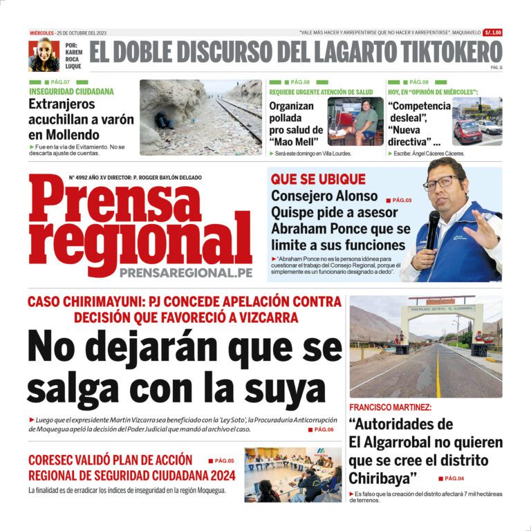 La Prensa Regional – Miercoles 25 de octubre de 2023