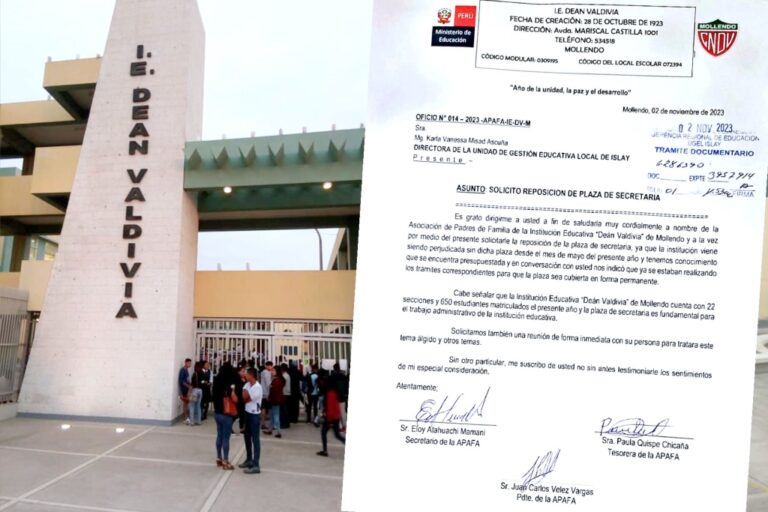 Solicitan reposición de secretaria para colegio Deán Valdivia