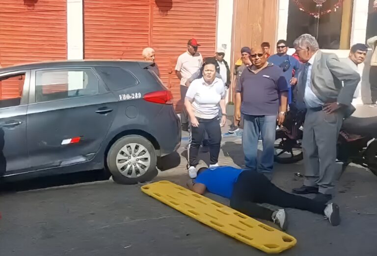Conductor de moto sufre accidente en la calle Comercio de Mollendo