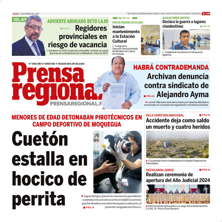 La Prensa Regional – Jueves 04 de enero de 2024