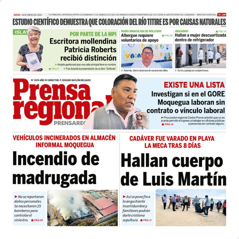 La Prensa Regional – Jueves 18 de enero de 2024