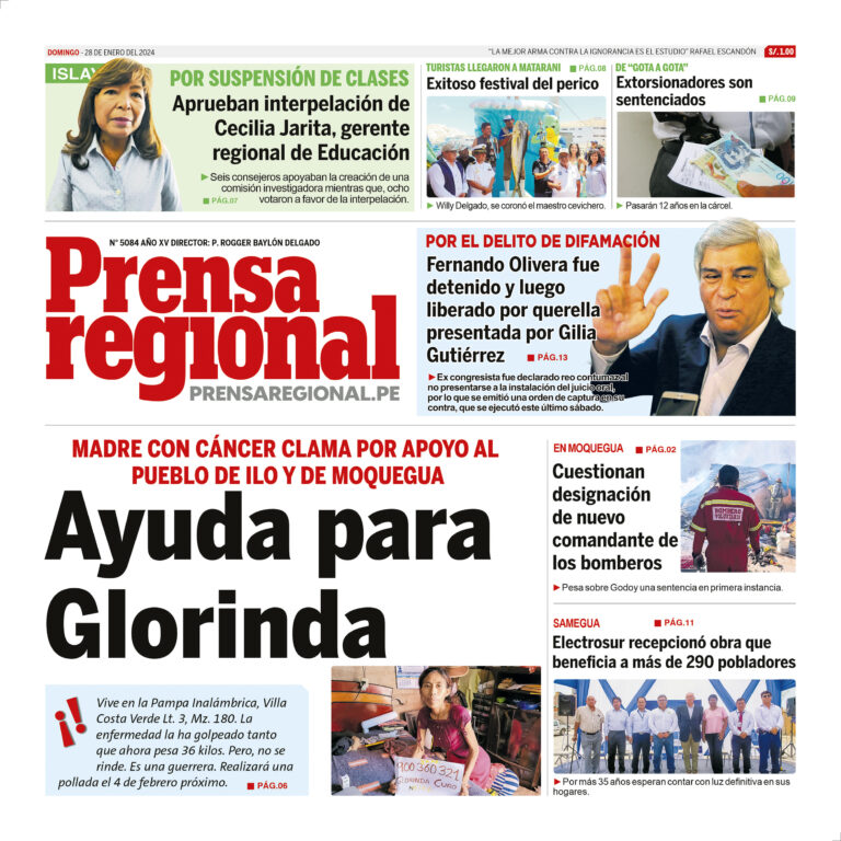 La Prensa Regional – Domingo 28 de enero de 2024
