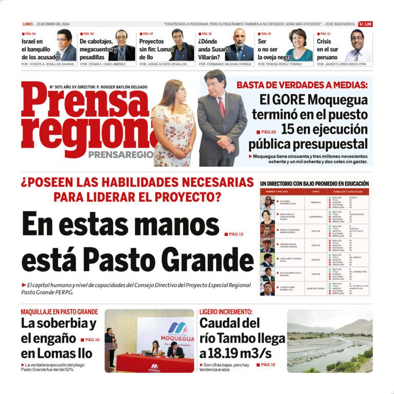 La Prensa Regional – Lunes 15 de enero de 2024