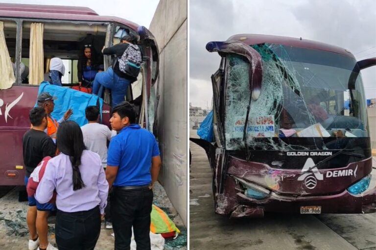 Bus de Ademir se despista y choca contra muro en la Variante dejando varios heridos