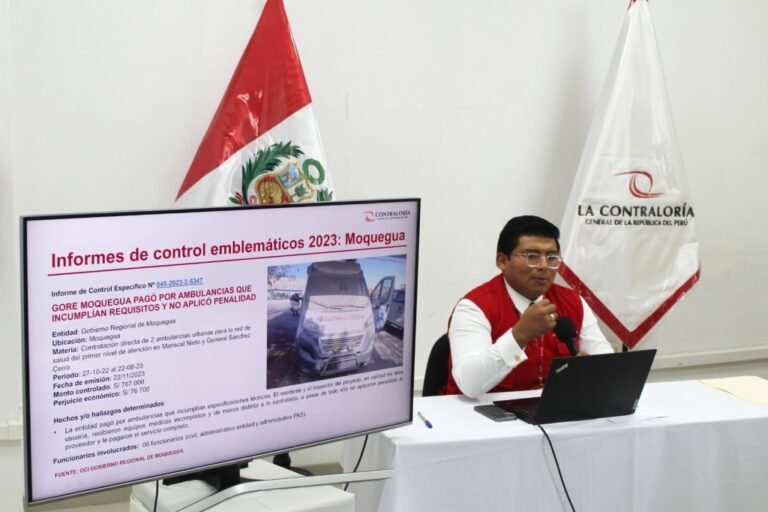 Moquegua: Contraloría supervisó S/ 96 millones y evidenció inconducta de 132 funcionarios en 2023