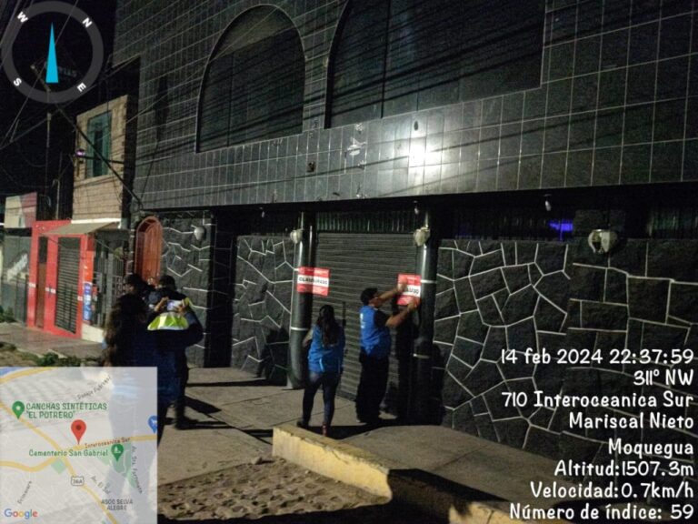 Clausuran 6 locales nocturnos en el distrito de Samegua
