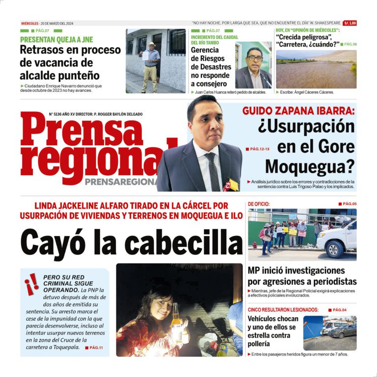 La Prensa Regional – Miércoles 20 de marzo de 2024