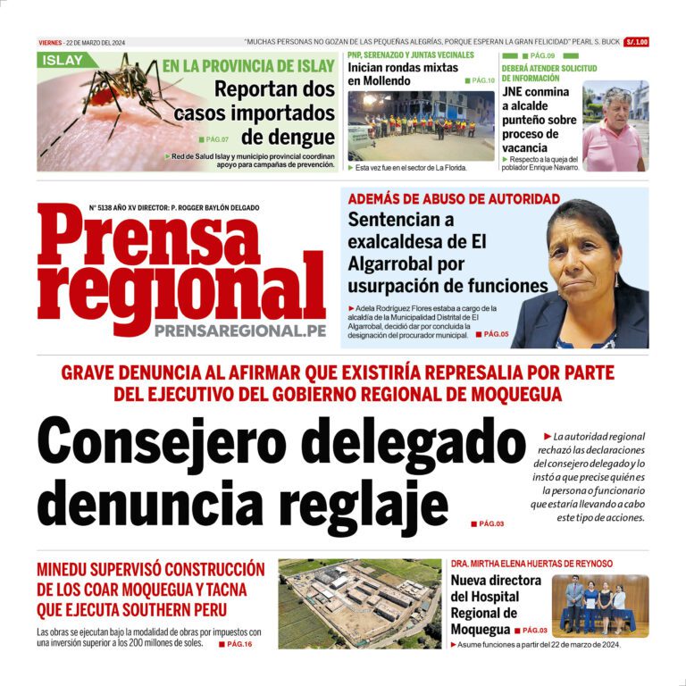La Prensa Regional – Viernes 22 de marzo de 2024
