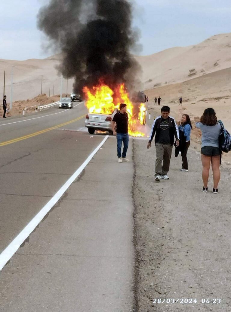 Conductor escapa de las llamas: vehículo arde en ruta a Moquegua