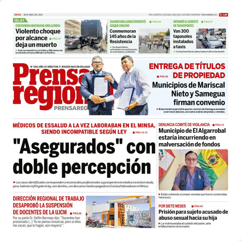La Prensa Regional – Jueves 18 de abril de 2024