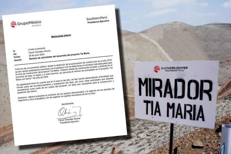 Southern Perú reanudará las operaciones del proyecto minero Tía María en Islay este lunes