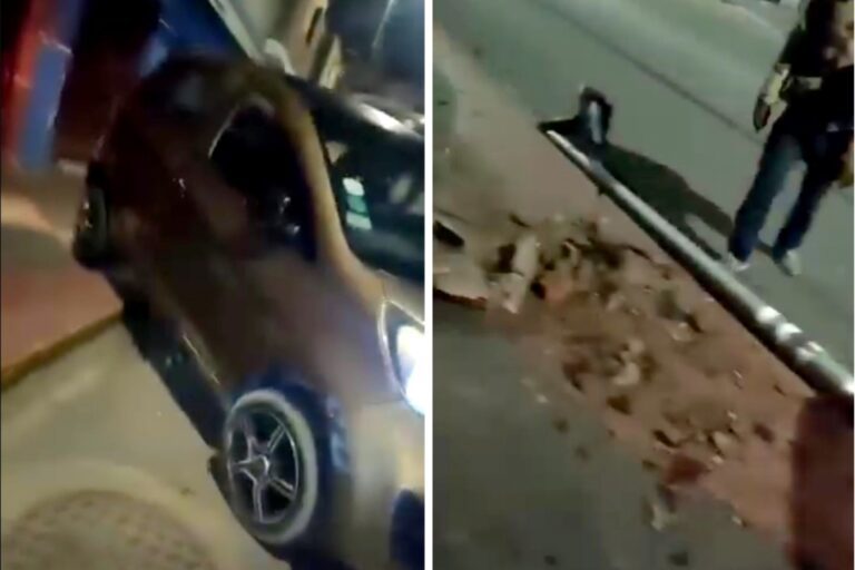 Automóvil derriba dos postes en una céntrica calle de Ilo
