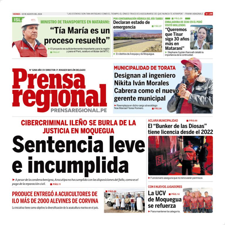 La Prensa Regional – Viernes 02 de agosto de 2024