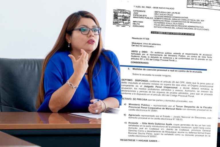 Dictan auto de enjuiciamiento contra Gilia Gutiérrez por falsa declaración al JNE