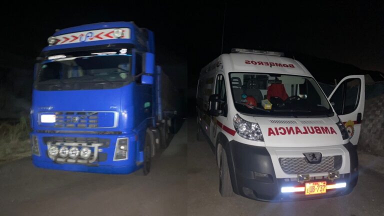 Choque lateral entre tráiler y ambulancia en binacional
