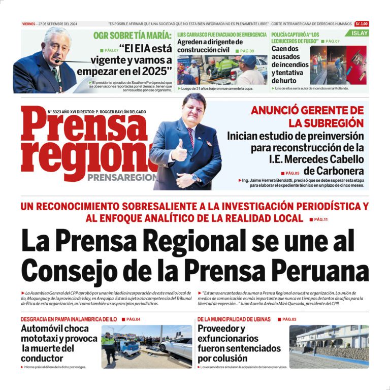 La Prensa Regional – Viernes 27 de setiembre de 2024