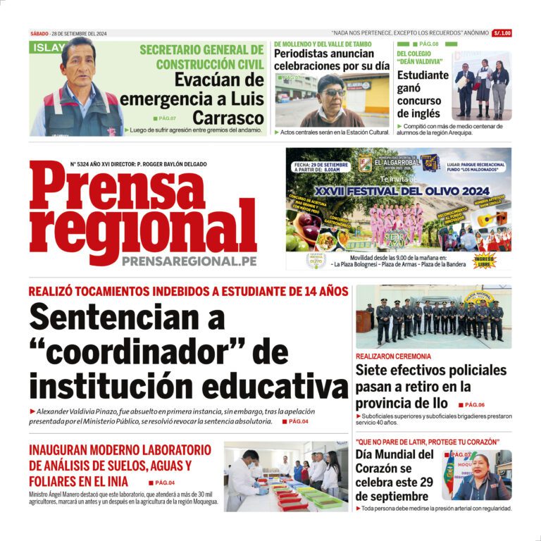 La Prensa Regional – Sábado 28 de setiembre de 2024
