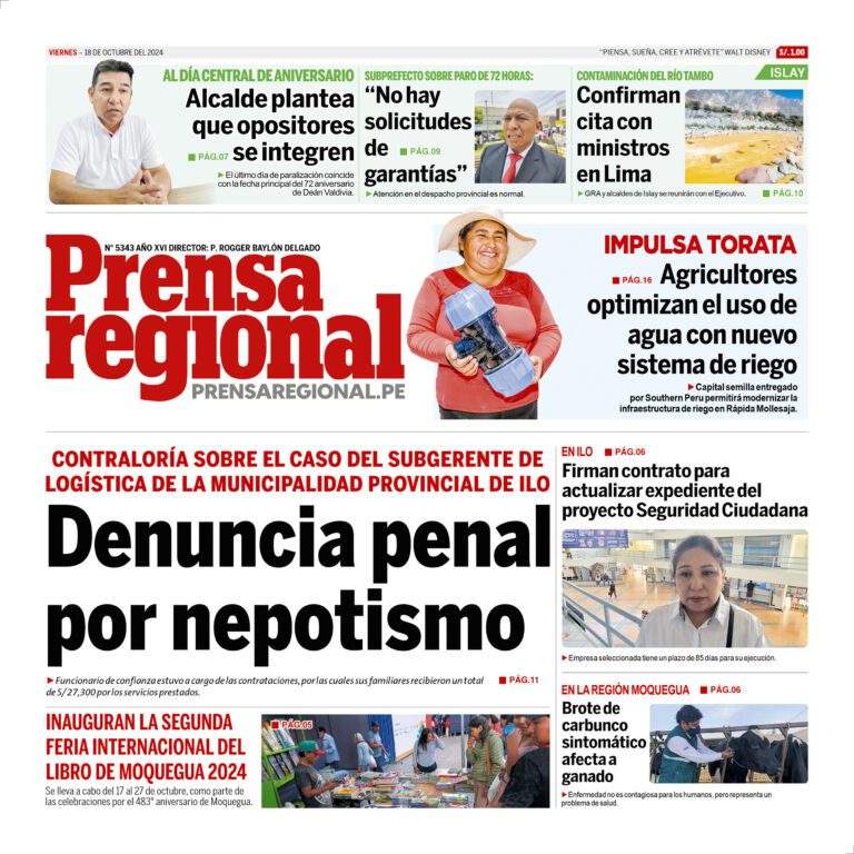 La Prensa Regional – Viernes 18 de octubre de 2024