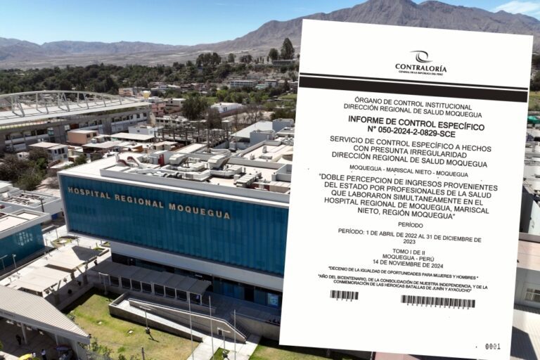 Contraloría confirma que médicos en Moquegua, pese a prohibición cobraron doble sueldo del Estado