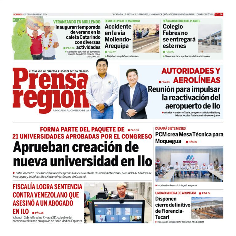 La Prensa Regional – Domingo 15 de diciembre de 2024
