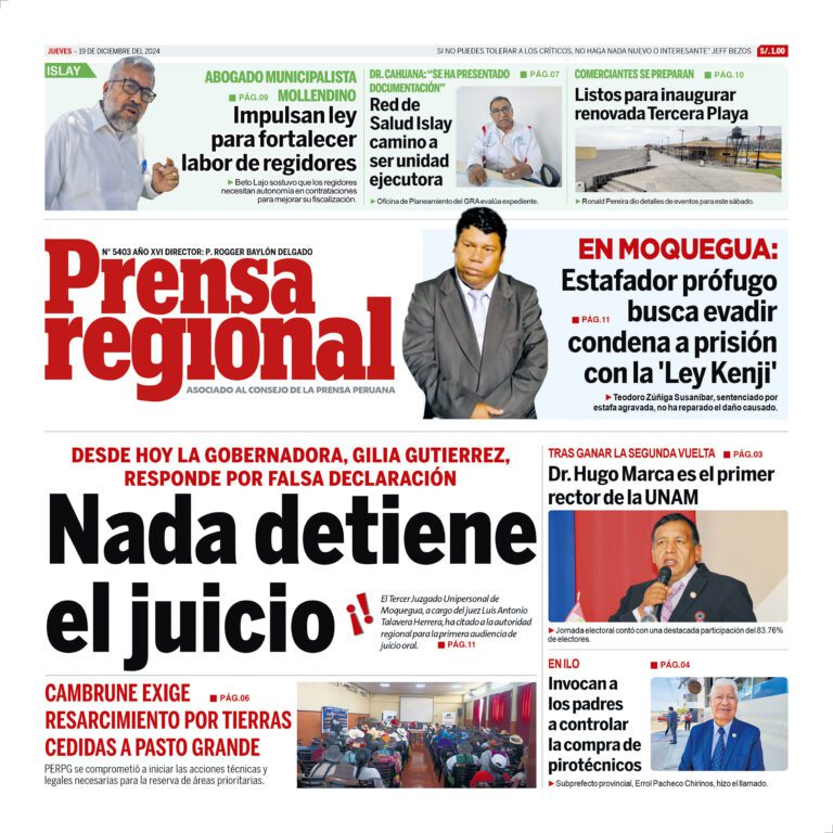 La Prensa Regional – Jueves 19 de diciembre de 2024