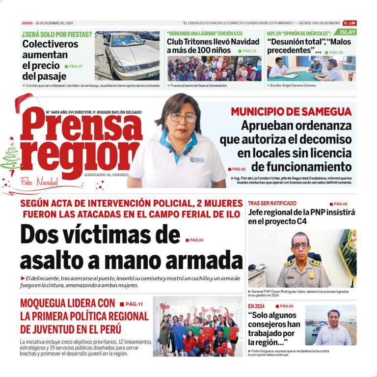 La Prensa Regional – Jueves 26 de diciembre de 2024