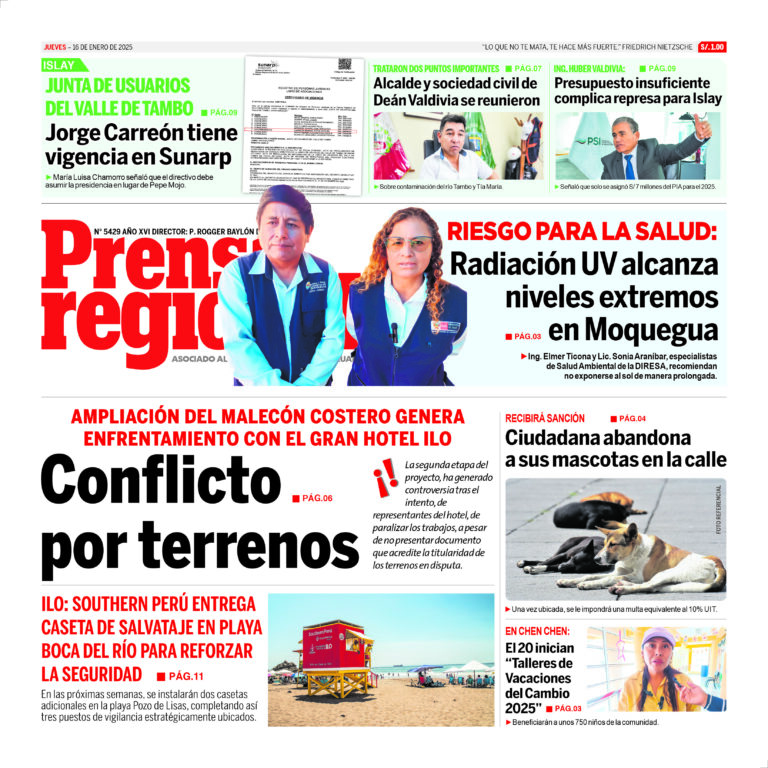 La Prensa Regional – Jueves 16 de enero de 2025