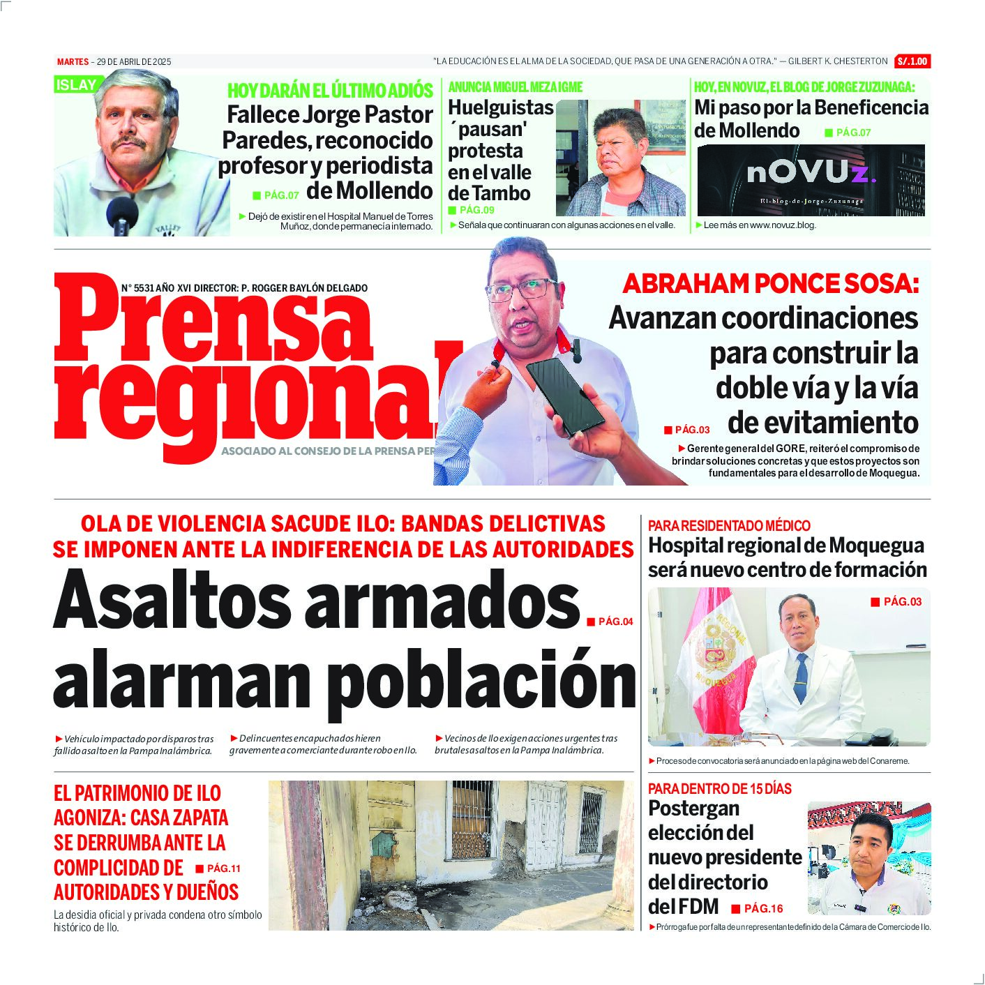 La Prensa Regional – Martes 29 de abril de 2025